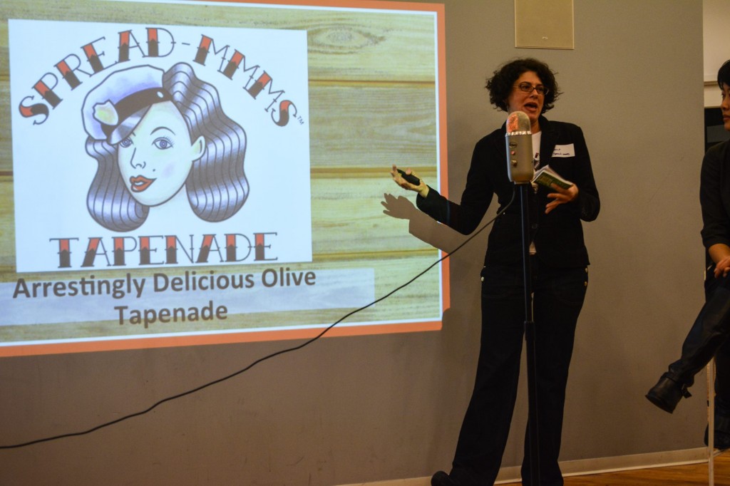 Who thought olive tapenade could be so fun? Spread-mmms gets a laugh from the crowd.